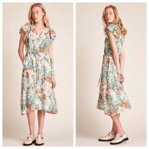 Trovata‎ Birds of Paradis Kristi Midi Dress Vintage Courtyard Size XS